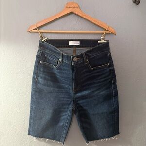 LOFT Dark Blue Denim Shorts with Contrast Stitching